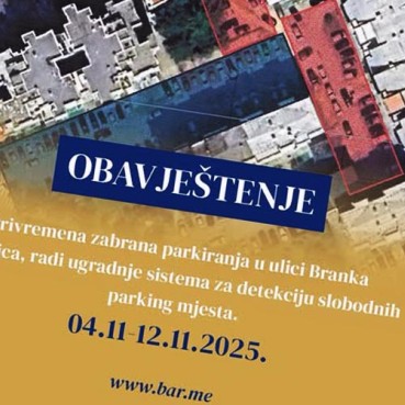 Privremena zabrana parkiranja na parking prostoru u ul. Branka Čalovića