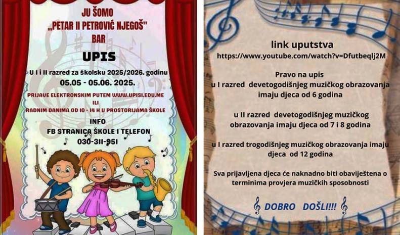  Počeo upis u muzičku školu