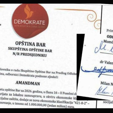 Odbornici Demokrata u SO Bar saopštavaju...